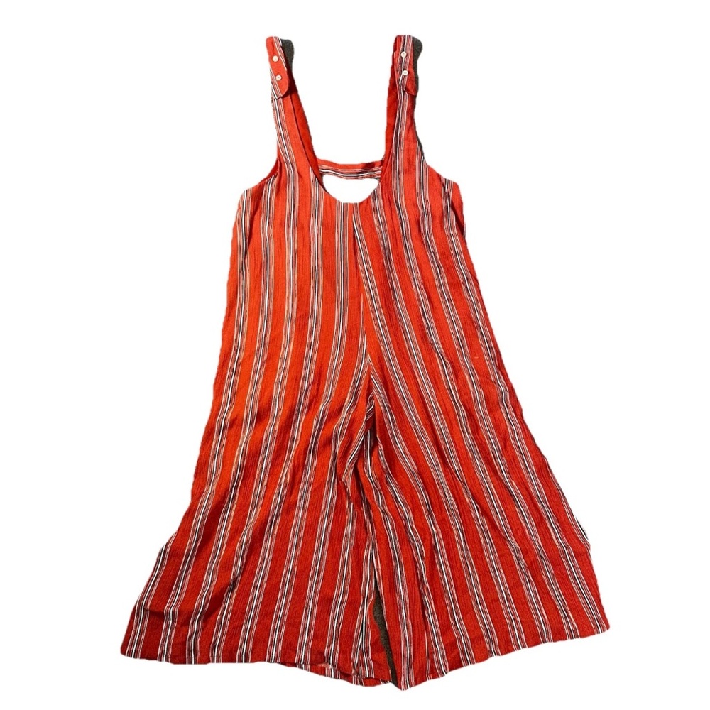 Spring Jumpsuit By Very J Orange Striped Wide Leg Women's Size M